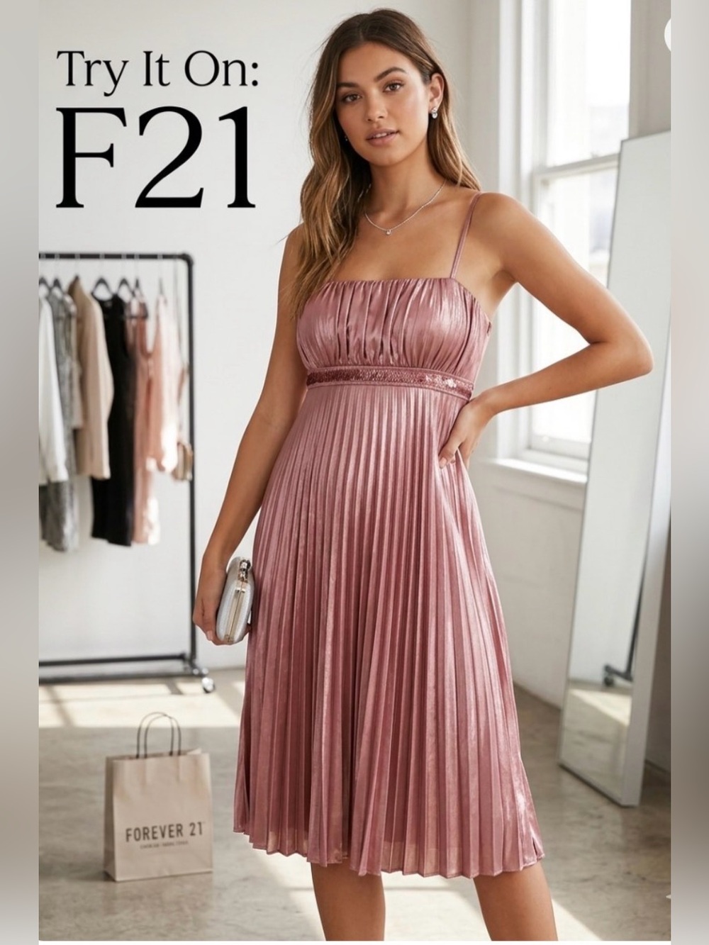Forever 21 Y2K Gold dress Pleated skirt midi formal gown